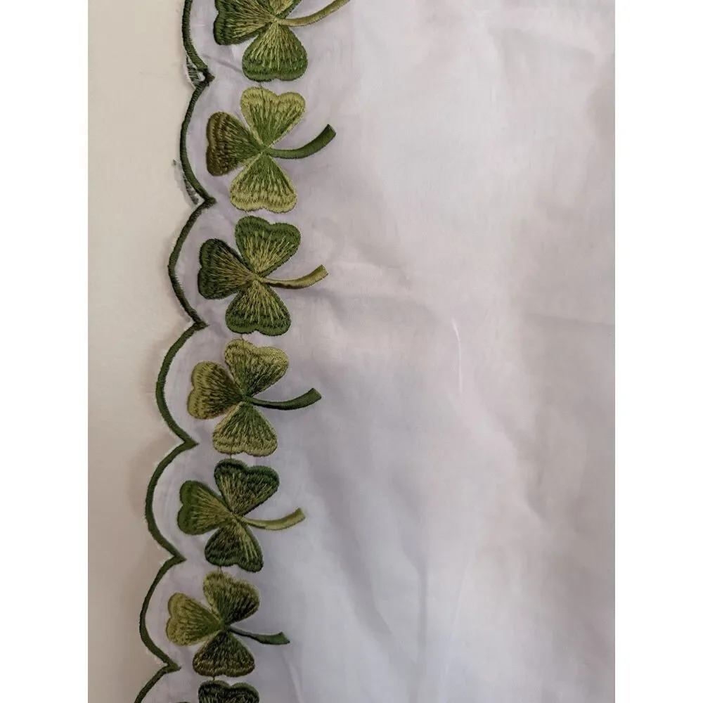 Nicole Miller Home St. Patrick’s Day Sheer Table Runner Clover Embroidery 16x72